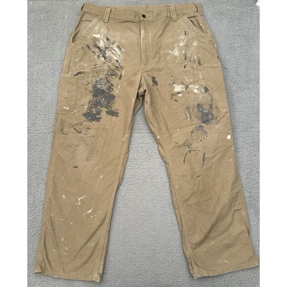 Carhartt Loose Fit Canvas Workwear Pants Men's 42x31 Paint Spots B151 (Tag42x32) - Picture 1 of 13